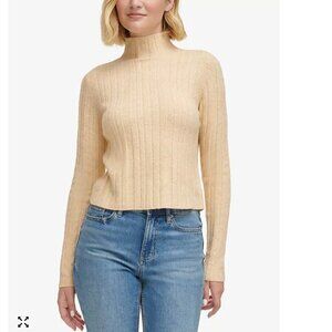 NWT Calvin Klein Jeans Mock-Neck Long-Sleeve Ribbed Sweater